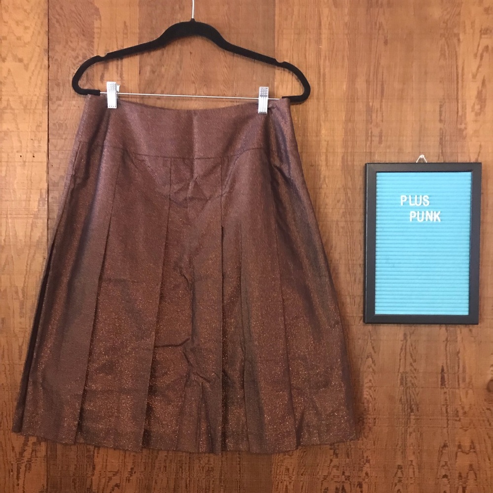 Nine West Copper Shimmer Skirt Pleated Size 8